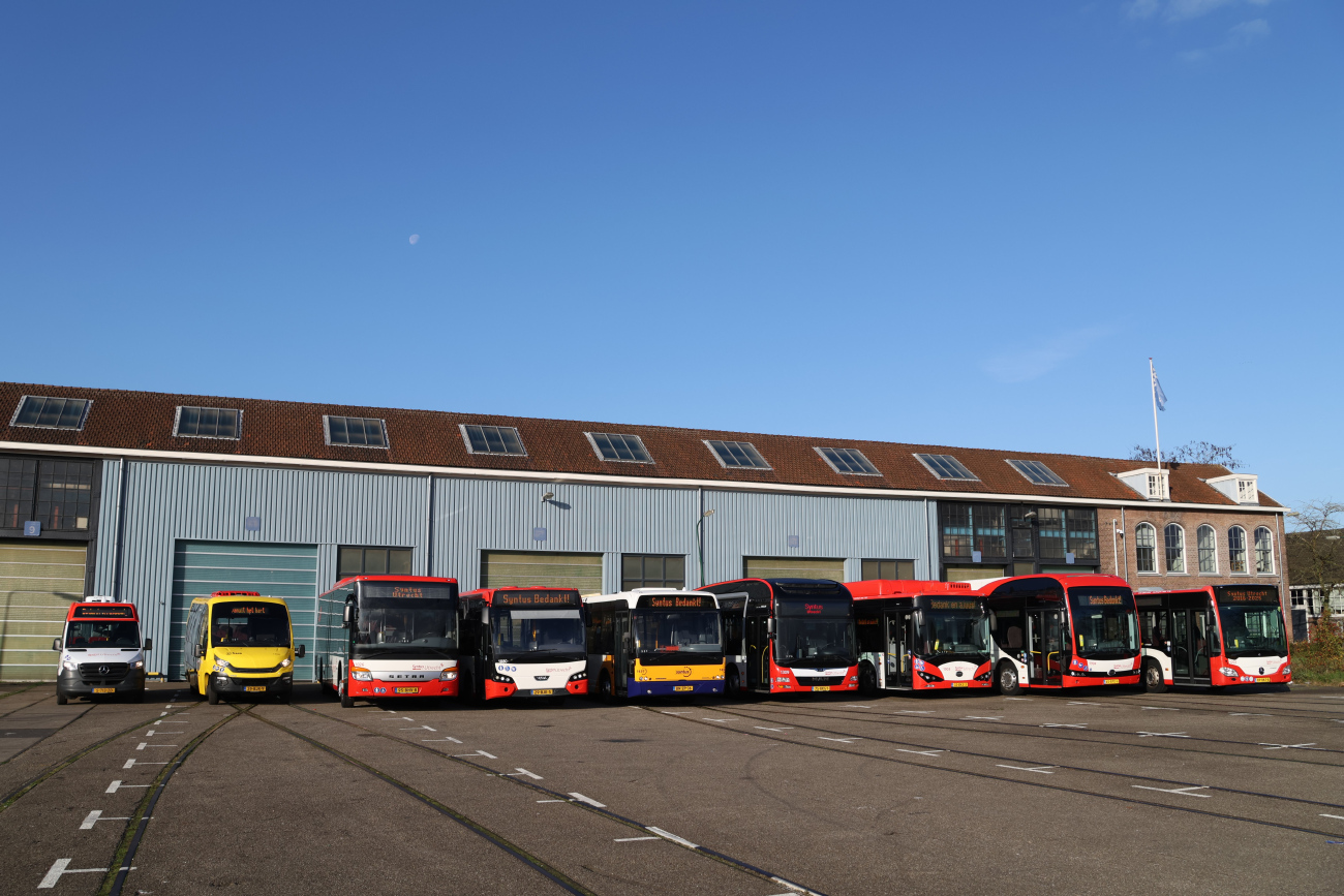 Amersfoort, VDL MidCity # 155; Amersfoort, Rošero-P First # 1808; Amersfoort, Setra S415LE business # 1026; Amersfoort, VDL Citea II LLE-120.255 # 1880; Leeuwarden, VDL Berkhof Ambassador 200 (ALE-120) # 1451; Amersfoort, MAN A37 Lion's City NL293 # 1309; Amersfoort, BYD K9 All-Electric # 1903; Amersfoort, BYD K9UB # 1904; Amersfoort, Mercedes-Benz Citaro C2 G # 1203