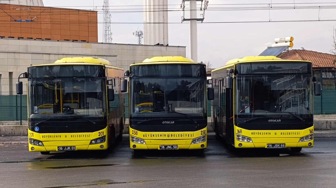 Bursa, Otokar Doruk 220LE # 258; Bursa, Otokar Doruk 215LE # 201; Bursa, Otokar Doruk 190LE # 168